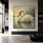 Sunset Swan Bird Wall Art Canvas Print - Image 5