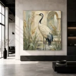 Red Crowned Crane Bird Wall Art Canvas Print - Image 5