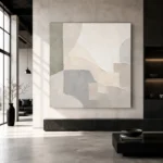 Ivory Geometry Neutral Abstract Wall Art Canvas Print - Image 3