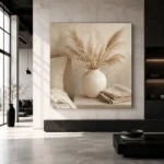 Pampas Grass Vase Serene Neutral Bedroom Wall Art Canvas Print - Image 5