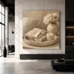 Pearl Linen Tray Serene Neutral Bedroom Wall Art Canvas Print - Image 5