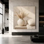 Dried Wheat Vase Serene Neutral Bedroom Wall Art Canvas Print - Image 5