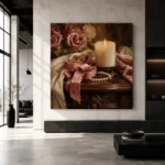 Blush Ribbon Romantic Bedroom Wall Art Canvas Print - Image 6