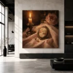 Candlelit Cameo Romantic Bedroom Wall Art Canvas Print - Image 6