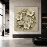 Ivory Hellebore Wreath Botanical Bedroom Wall Art Canvas Print - Image 6