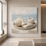 Seashell Candle Coastal Bedroom Wall Art Canvas Print - Image 7