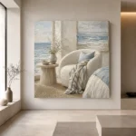 Ocean Reading Chair Coastal Bedroom Wall Art Canvas Print - Image 7