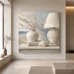 Seashell Table Lamp Coastal Bedroom Wall Art Canvas Print - Image 7