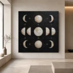 Noir Lunar Grid Moon Phase Wall Art Canvas Print - Image 7