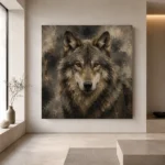 Neutral Wolf Wildlife Portrait Wall Art Canvas Print - Image 6