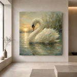 Sunset Swan Bird Wall Art Canvas Print - Image 6