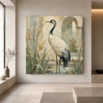 Red Crowned Crane Bird Wall Art Canvas Print - Image 6