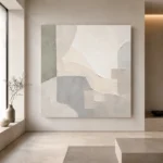 Ivory Geometry Neutral Abstract Wall Art Canvas Print - Image 4