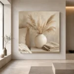 Pampas Grass Vase Serene Neutral Bedroom Wall Art Canvas Print - Image 6