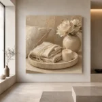 Pearl Linen Tray Serene Neutral Bedroom Wall Art Canvas Print - Image 6