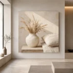 Dried Wheat Vase Serene Neutral Bedroom Wall Art Canvas Print - Image 6