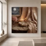 Moonlit Candle Romantic Bedroom Wall Art Canvas Print - Image 7
