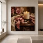 Blush Ribbon Romantic Bedroom Wall Art Canvas Print - Image 7
