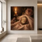 Candlelit Cameo Romantic Bedroom Wall Art Canvas Print - Image 7