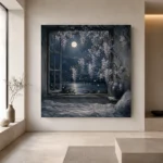 Moonlit Wisteria Window Moonlit Bedroom Wall Art Canvas Print - Image 6