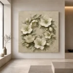 Ivory Hellebore Wreath Botanical Bedroom Wall Art Canvas Print - Image 7