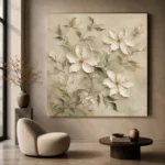 Ivory Clematis Vine Botanical Bedroom Wall Art Canvas Print - Image 8
