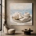 Seashell Candle Coastal Bedroom Wall Art Canvas Print - Image 8