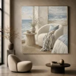 Ocean Reading Chair Coastal Bedroom Wall Art Canvas Print - Image 8