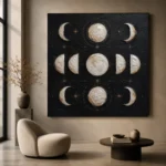 Noir Lunar Grid Moon Phase Wall Art Canvas Print - Image 8