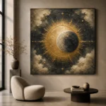 Solar Eclipse Sun and Moon Wall Art Canvas Print - Image 8