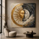 Celestial Embrace Sun and Moon Wall Art Canvas Print - Image 8
