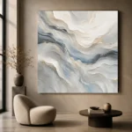 Blue Strata Fluid Abstract Wall Art Canvas Print - Image 7