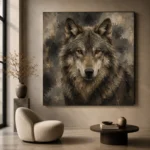 Neutral Wolf Wildlife Portrait Wall Art Canvas Print - Image 7