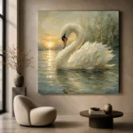 Sunset Swan Bird Wall Art Canvas Print - Image 7