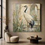 Red Crowned Crane Bird Wall Art Canvas Print - Image 7
