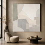 Ivory Geometry Neutral Abstract Wall Art Canvas Print - Image 5