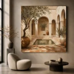 Reflecting Pool Courtyard Mediterranean Architecture Wall Art Canvas Print - Image 6