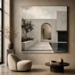Arched Courtyard Modern Architecture Wall Art Canvas Print - Image 7