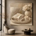 Pearl Linen Tray Serene Neutral Bedroom Wall Art Canvas Print - Image 7