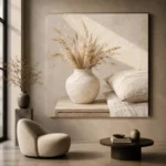 Dried Wheat Vase Serene Neutral Bedroom Wall Art Canvas Print - Image 7