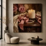 Blush Ribbon Romantic Bedroom Wall Art Canvas Print - Image 8