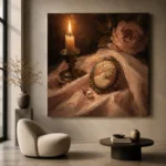 Candlelit Cameo Romantic Bedroom Wall Art Canvas Print - Image 8