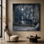 Moonlit Wisteria Window Moonlit Bedroom Wall Art Canvas Print - Image 7