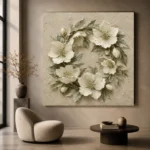 Ivory Hellebore Wreath Botanical Bedroom Wall Art Canvas Print - Image 8
