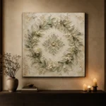 Laurel Blossom Wreath Botanical Bedroom Wall Art Canvas Print - Image 9