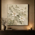 Ivory Clematis Vine Botanical Bedroom Wall Art Canvas Print - Image 9