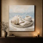 Seashell Candle Coastal Bedroom Wall Art Canvas Print - Image 9