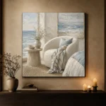Ocean Reading Chair Coastal Bedroom Wall Art Canvas Print - Image 9