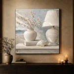 Seashell Table Lamp Coastal Bedroom Wall Art Canvas Print - Image 9