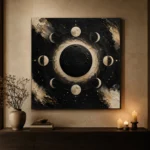 Black Lunar Eclipse Moon Phase Wall Art Canvas Print - Image 9